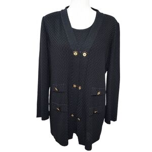 Misook black knit 2 piece shell and cardigan set M
